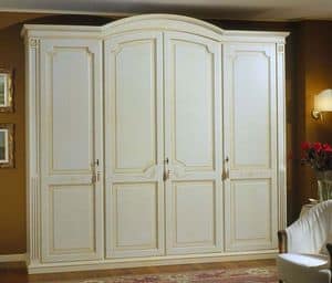 BDW - Armadio con scaffale superiore, 4 ante, 2 cassetti, per la camera da  letto, il soggiorno, il corridoio, 234 x 60 x 51 cm, (bianco), taglia unica