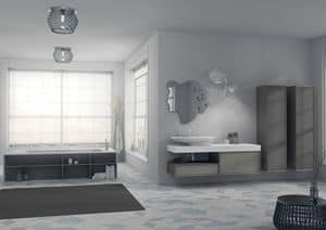 Domino 11, Arredo da bagno, con specchio originale e lavabo