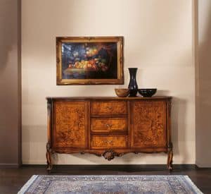 Art. 315, Credenza classica in radica con 2 ante e 3 cassetti