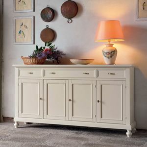 Casa Shabby Chic SHABBY1220, Credenza 4 ante shabby chic con piedi torniti