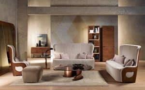 DI38 Galileo divano, Divano con struttura in noce, imbottito, uso domestico
