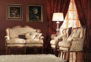 Renoir divano, Divano classico, con struttura in legno intagliata a mano