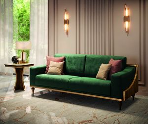 Romantica divano, Divano a 2 o 3 posti, con greca neoclassica in finitura oro