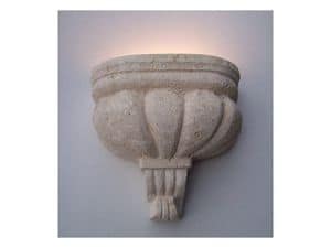 Agata, Lampada applique in pietra bianca di Vicenza, luce alogena