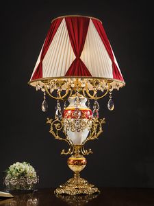 Art. 804/LT5, Lampada da tavolo in stile classico, con porcellana decorativa