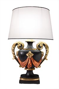 LAMPADA DA TAVOLO ART.LM 0050, Lampada classica in legno decorato artigianalmente