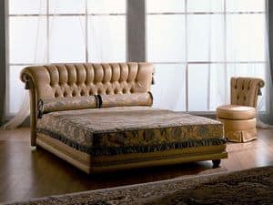 Tiziano letto, Letto in legno, classico, capitonn, per camere d'alberghi