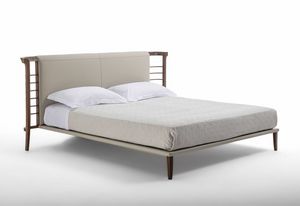 LE33 / LE33K Dolfin letto, Letto contemporaneo in legno, con testiera in pelle