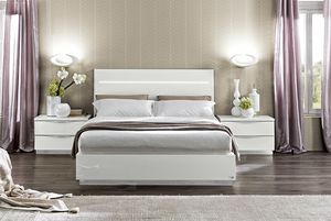 Onda letto, Letto in legno laccato bianco