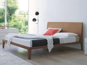 Slim letto, Letto con struttura completamente rivestita in cuoio