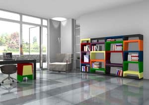 Libreria rotante con piani illuminati, disponibile in vari colori