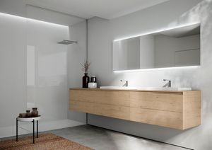 Cubik comp.16, Mobile da bagno con due lavabi, dal design essenziale