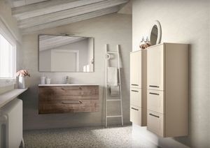 Dressy comp.02, Mobile bagno da parete, con piano dal lavabo integrato