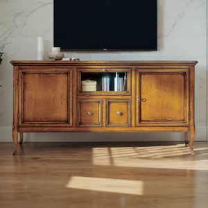 Glamour GLAMO726, Porta tv con due ante 2 cassetti e ribalta vetro