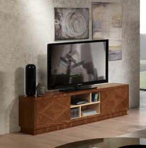 MB55 Desyo mobile TV, Porta tv in legno intarsiato, per salotti classici