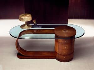 SC15 Zebrano scrivania, Scrivania con piano cristallo, in legno massello, 4 cassetti