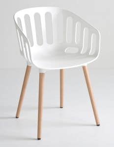 Basket Chair BL, Sedia con gambe in legno di faggio, scocca in polimero