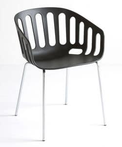 Basket Chair NA, Sedia con base in metallo, seduta in tecnopolimero