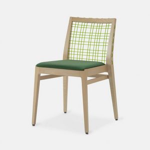 Maxine sedia, Sedia in legno con schienale colorato intrecciato in PVC