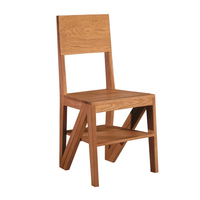 Sedia in legno trasformabile in scala