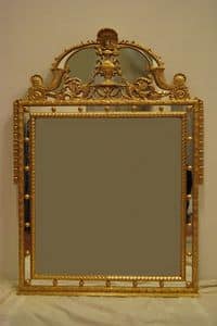 SPECCHIERA CON CIMASA ART. CR 0061, Specchio con cimana, intagliato a mano, dorato