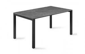 Tavolo alto con struttura in metallo, piano in laminato