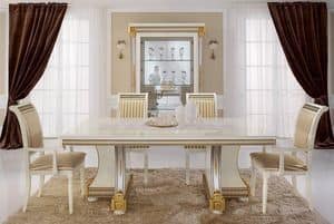 Liberty tavolo, Tavoli da pranzo, prodotti di lusso made in Italy, in legno intagliato a mano