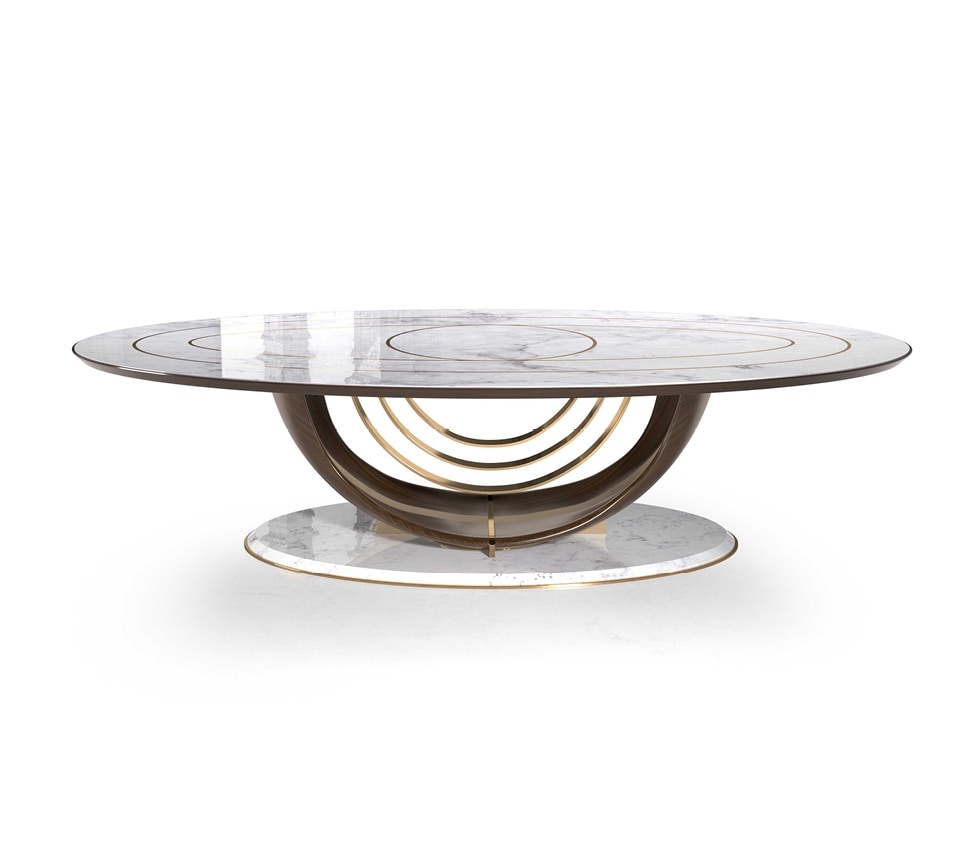 Tavolo ovale con piano in marmo