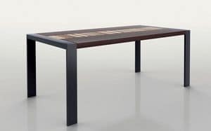 PEGASO 1.8 BC WENGE, Tavolo rettangolare, struttura in metallo, piano in legno