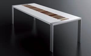PEGASO 2.5 LA-WHITE, Tavolo laccato bianco, struttura in acciaio satinato, piano rettangolare