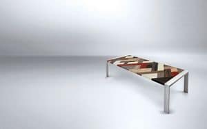PEGASO 2.5 PW45, Tavolo rettangolare con struttura in metallo, piano in legno, ideale per sala da pranzo lineare moderna