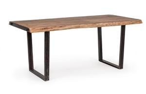 Tavolo Elmer 180X90, Tavolo con piano in legno lavorato a mano