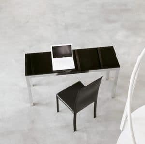 dl50 parigi, Tavolo design per ufficio, in alluminio e cristallo