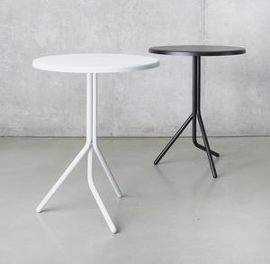 Cjossul Table, Tavolino tondo in acciaio, da interno ed esterno