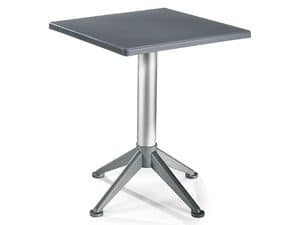 Tavolo 60x60 cod. 20/BG4A, Tavolino quadrato con base a 4 piedi in alluminio
