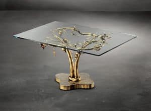 TA/200, Tavolino moderno con base in metallo e piano in vetro