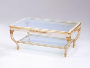 Art. 301 Mida, Tavolino di lusso, intagliati a mano, con 2 piani vetro