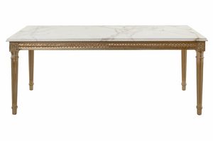 Tavolino 4544, Tavolino in stile Luigi XVI, piano in marmo Calacatta