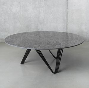Pacemaker Side Table, Tavolino tondo in acciaio, piano personalizzabile