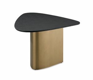 Fuoriserie Art. E17/P, Tavolino con piano laccato, con base in metallo ottone brunito