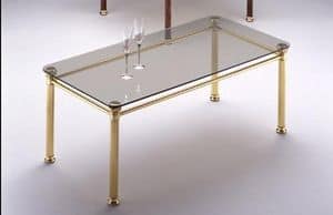 IONICA 666, Tavolino con struttura in ottone lucido, per salotti
