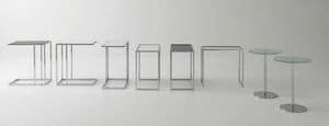 Tavolini vetro-metallo, Tavolino da caff, in acciaio e vetro, per area conversazione