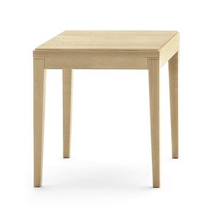 Toffee 810, Tavolino quadrato basso con struttura in faggio massiccio, piano in faggio impiallacciato, per ambienti moderni