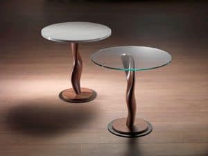 TL42 Pistillo tavolino, Tavolino in legno massello con piano in cristallo, per Salotto