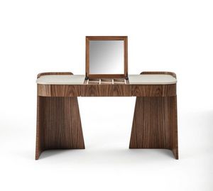 TS12 Shape toilette, Toilette in legno e cuoio, con specchiera apribile