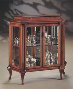 Oxford Art.513 vetrina con cassetto, Vetrina con cristalli molati e schienale a specchio