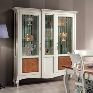 Style NOVITA-H607, Vetrina 2 porte con intarsiato floreale